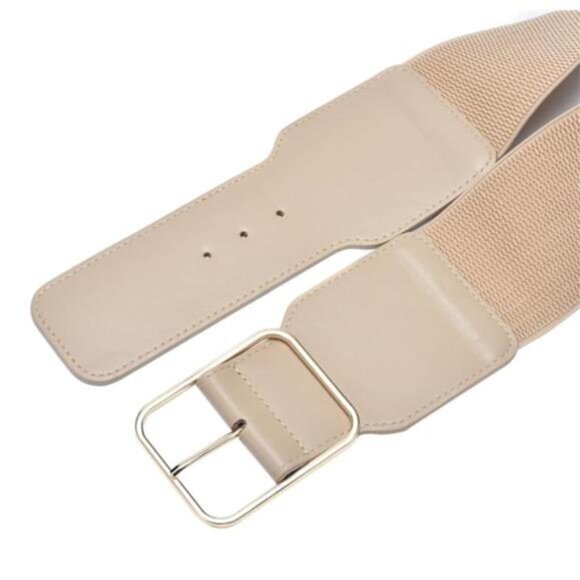 Women's Wide Stretchy Belt 3 Inch khaki - Picture 4 of 5